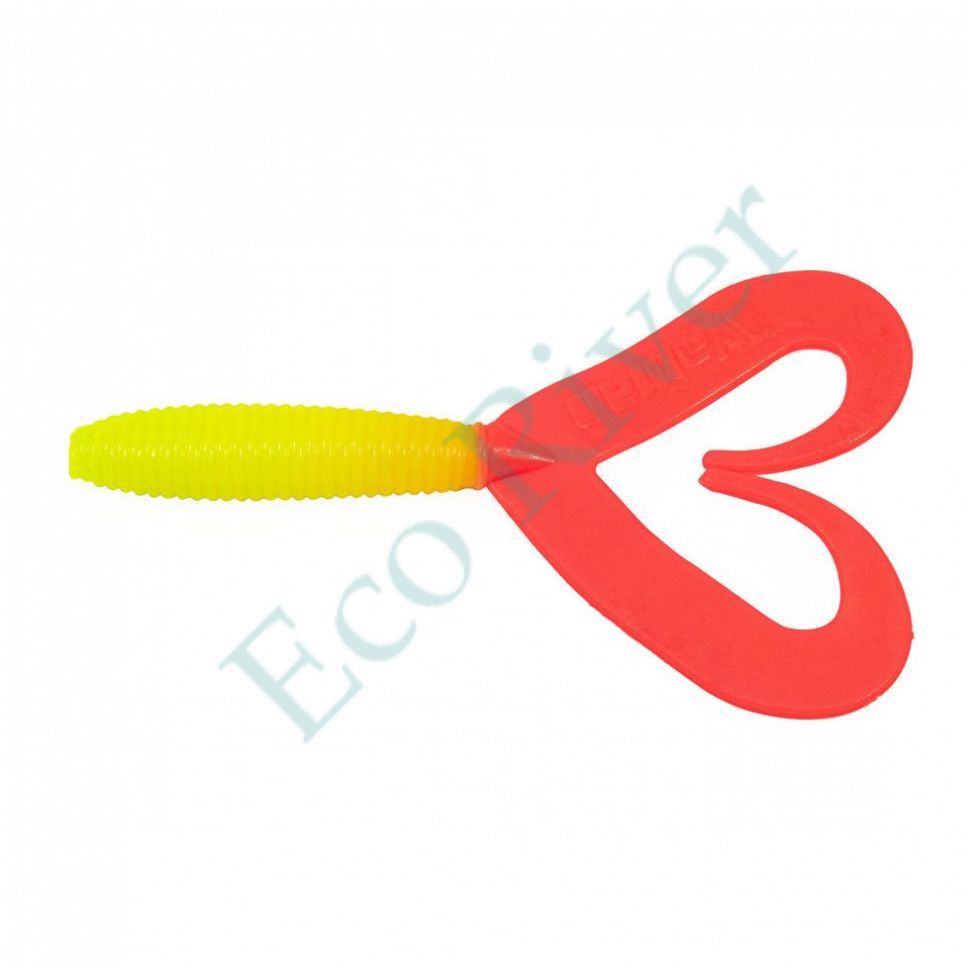 Твистер Yaman Pro Loop-Two, р.3 inch, цвет #06 - Chartreuse/red (уп.5 шт)